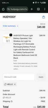 Hello coupon verification screenshot