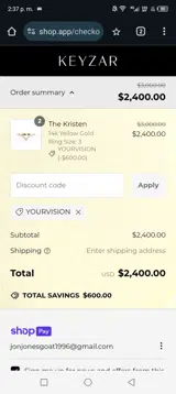 YOURVISION coupon verification screenshot