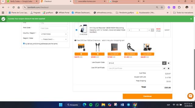 K&F Concept checkout page showing K&F Concept promo code box | Screenshot taken by SimplyCodes community member on Sep 10, 2025