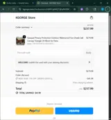 WELCOME coupon verification screenshot