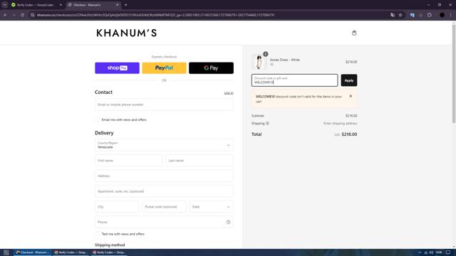 Khanum's checkout page showing Khanum's discount code box | Screenshot taken by SimplyCodes community member on Sep 22, 2024