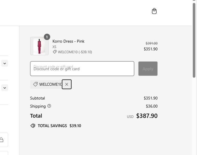 Khanum's checkout page showing Khanum's discount code box | Screenshot taken by SimplyCodes community member on Aug 24, 2024
