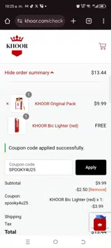 KHOOR coupon verification screenshot