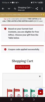 KHOOR coupon verification screenshot