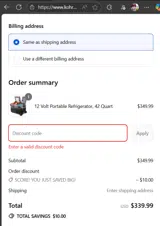 10FACI coupon verification screenshot