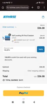 10LOFU coupon verification screenshot