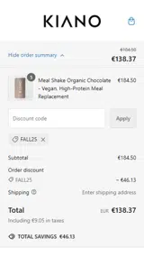 FALL25 coupon verification screenshot