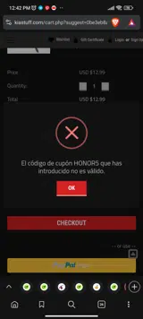 Kia Stuff coupon verification screenshot