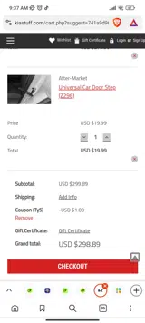 Kia Stuff coupon verification screenshot