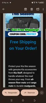 Kia Stuff coupon verification screenshot