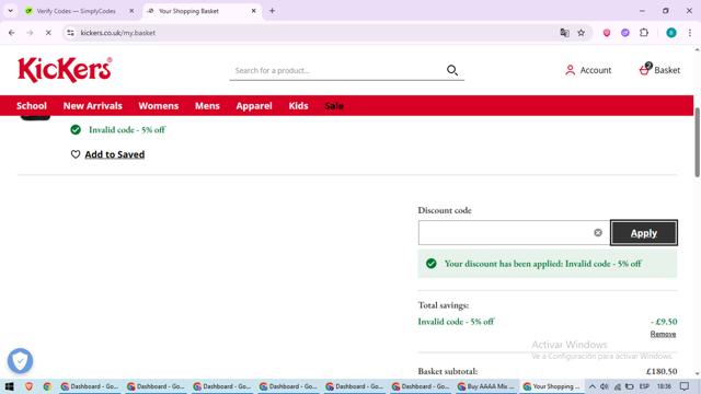 Kickers checkout page showing Kickers promo code box | Screenshot taken by SimplyCodes community member on Aug 13, 2025