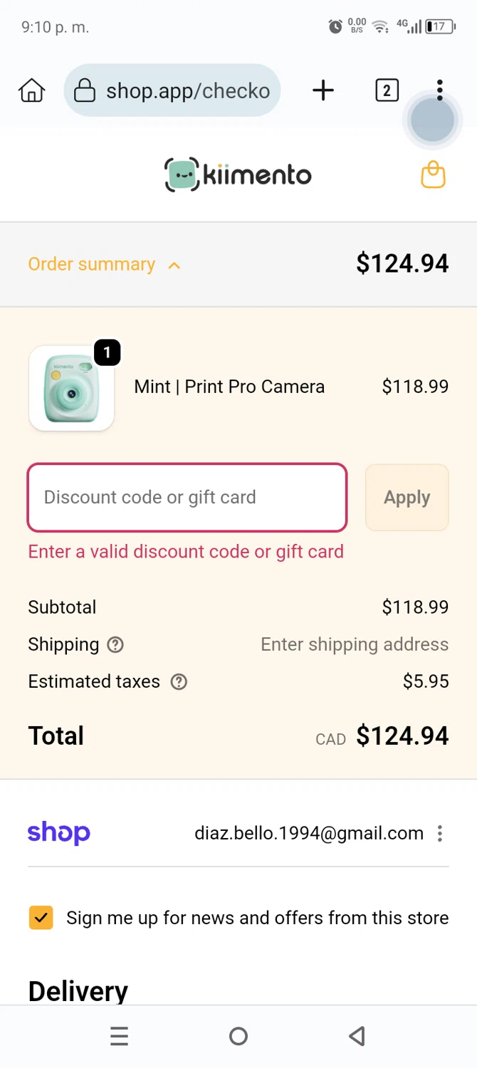 kiimento promo code screenshot showing code early20 applied at kiimento checkout page. Uploaded by SimplyCodes community member Anthony_Diaz on Nov 27, 2025