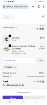 SNOW20 coupon verification screenshot