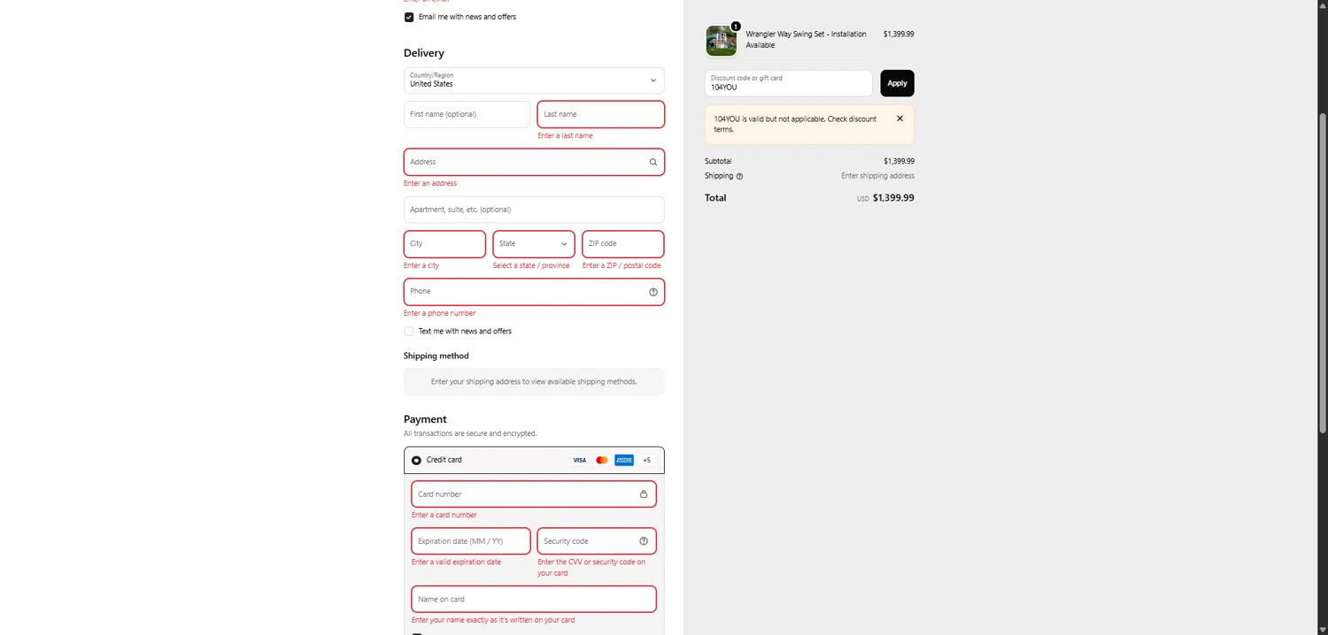 KidKraft coupon code screenshot showing code 104YOU applied at KidKraft checkout page. Uploaded by SimplyCodes community member Baltichiguy on Dec 14, 2025