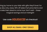 HOLIDAY20 coupon verification screenshot