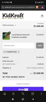 Thankyou20 coupon verification screenshot