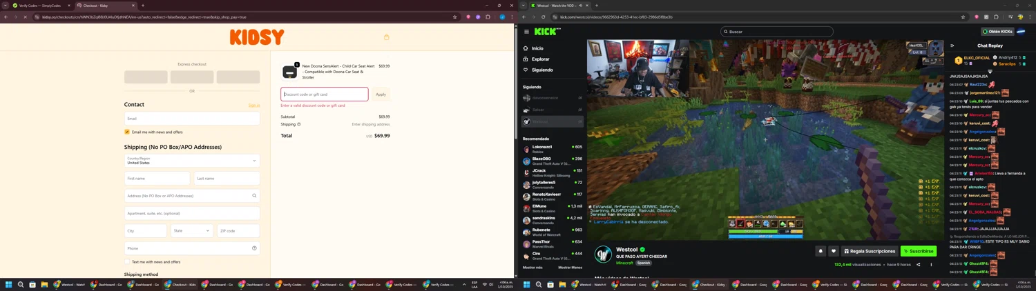 Kidsy discount code screenshot showing code KIDSYCUSTOMERLOVE15 applied at Kidsy checkout page. Uploaded by SimplyCodes community member BargainGuardian280 on Oct 1, 2025