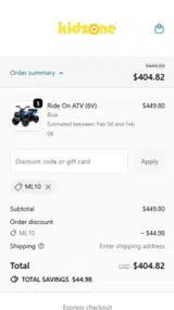 ML10 coupon verification screenshot