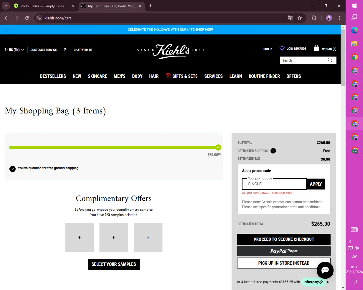 how to use Kiehls coupons