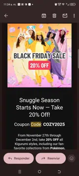 COZY2025 coupon verification screenshot