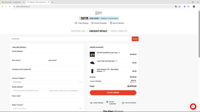 Kiierr checkout page showing Kiierr coupon code box | Screenshot taken by SimplyCodes community member on Sep 5, 2025