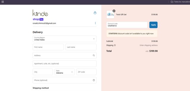 Kiinde checkout page showing Kiinde discount code box | Screenshot taken by SimplyCodes community member on Jul 7, 2025