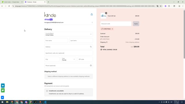 Kiinde checkout page showing Kiinde discount code box | Screenshot taken by SimplyCodes community member on Jul 17, 2025