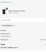 KIKIGREEN25 coupon verification screenshot