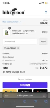 ANNABELLA coupon verification screenshot