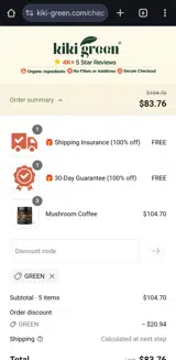 GREEN coupon verification screenshot
