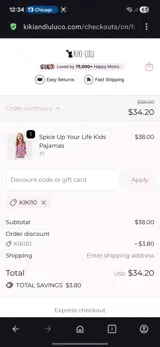 KIKI THE BRAND coupon verification screenshot