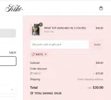 KIKI THE BRAND coupon verification screenshot