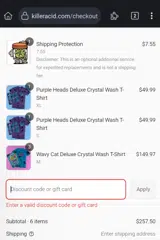 Killer Acid coupon verification screenshot