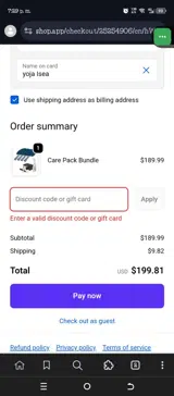 CAREPACK24 coupon verification screenshot