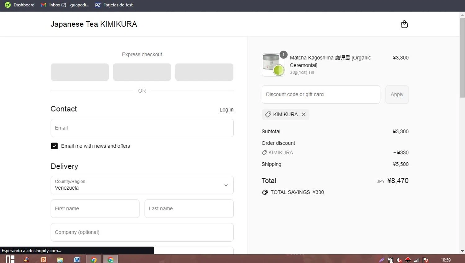 KIMIKURA promo code screenshot showing code KIMIKURA applied at KIMIKURA checkout page. Uploaded by SimplyCodes community member PaticoBel on Jul 25, 2025