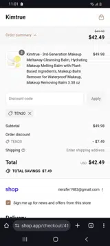 Kimtrue coupon verification screenshot