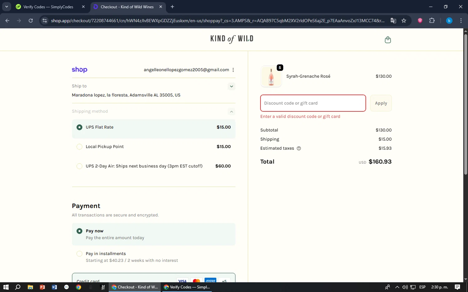 Kind of Wild promo code screenshot showing code SPOOKY25 applied at Kind of Wild checkout page. Uploaded by SimplyCodes community member bilijr on Nov 6, 2025