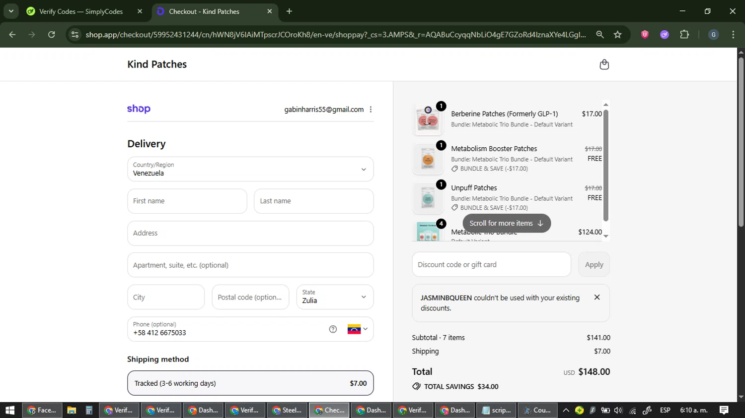 Kind Patches checkout page showing Kind Patches discount code box | Screenshot taken by SimplyCodes community member on Feb 13, 2026