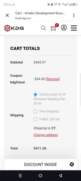 KDGFRIEND coupon verification screenshot