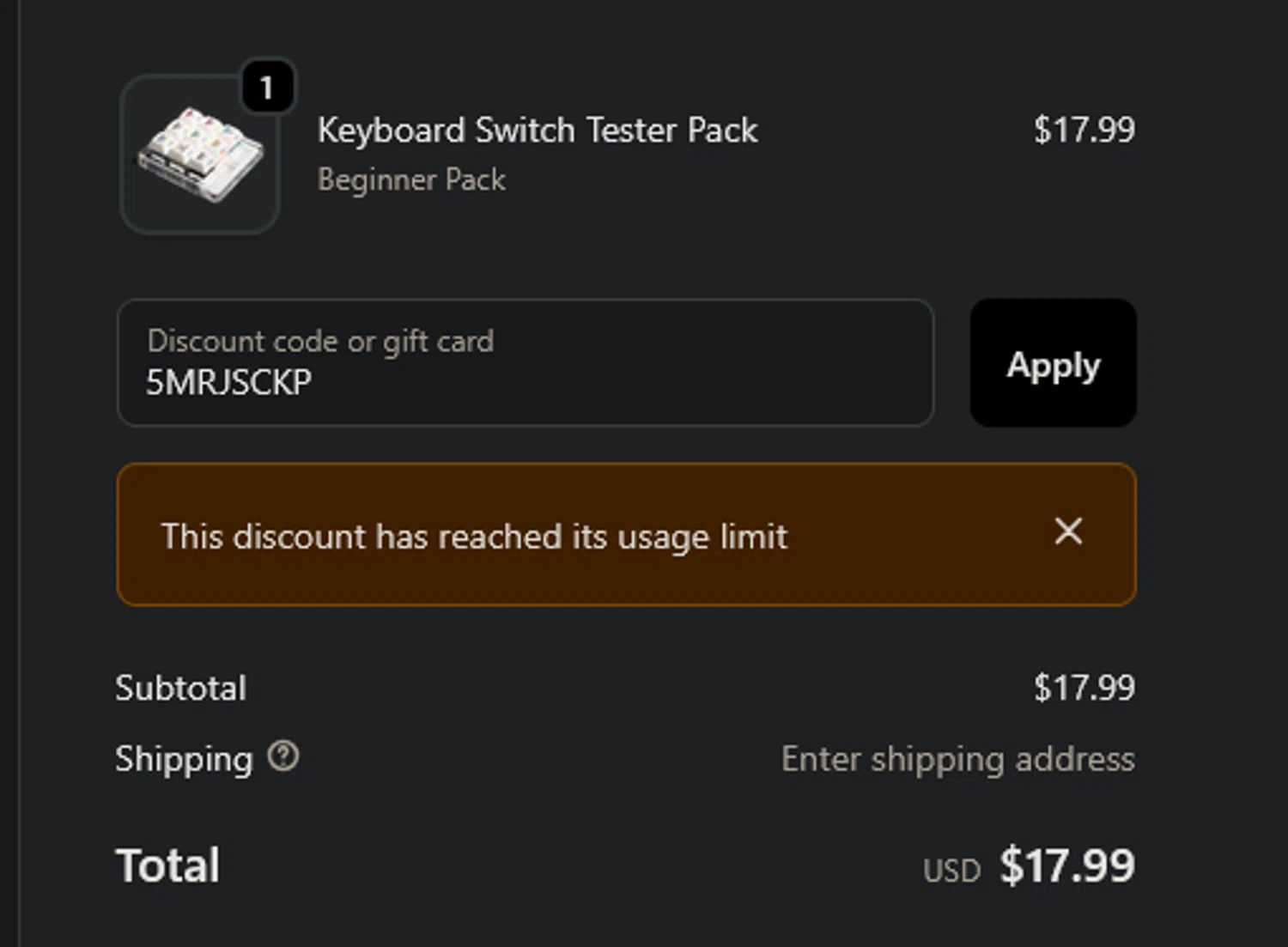 Kinetic Labs discount code screenshot showing code 5MRJSCKP applied at Kinetic Labs checkout page. Uploaded by SimplyCodes community member xocelot44x on Oct 16, 2025