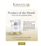 Kinetics Cosmetics coupon verification screenshot