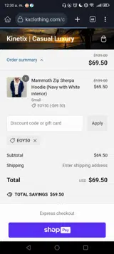 EOY50 coupon verification screenshot