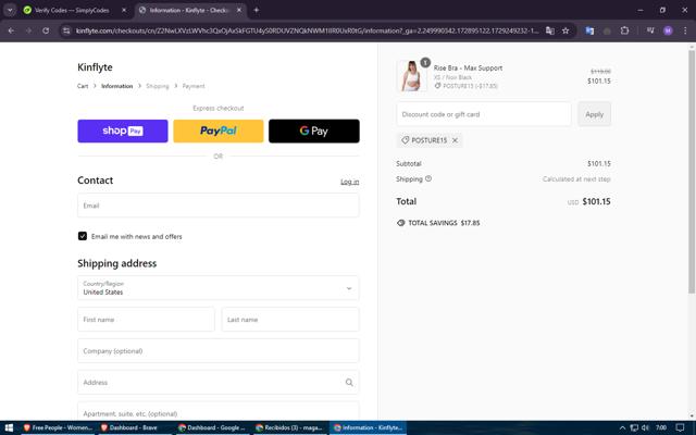 Kinflyte checkout page showing Kinflyte promo code box | Screenshot taken by SimplyCodes community member on Oct 18, 2024