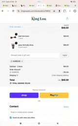 King Lou Pets coupon verification screenshot