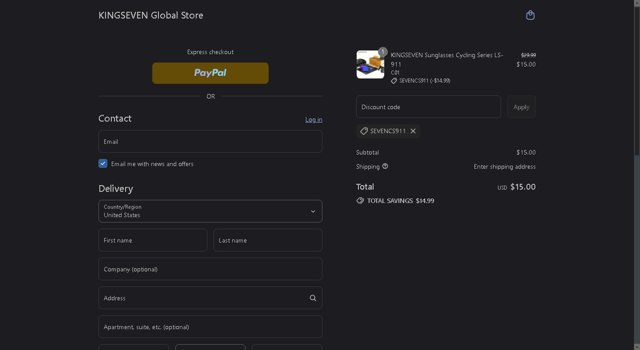 KINGSEVEN checkout page showing KINGSEVEN discount code box | Screenshot taken by SimplyCodes community member on Aug 27, 2025