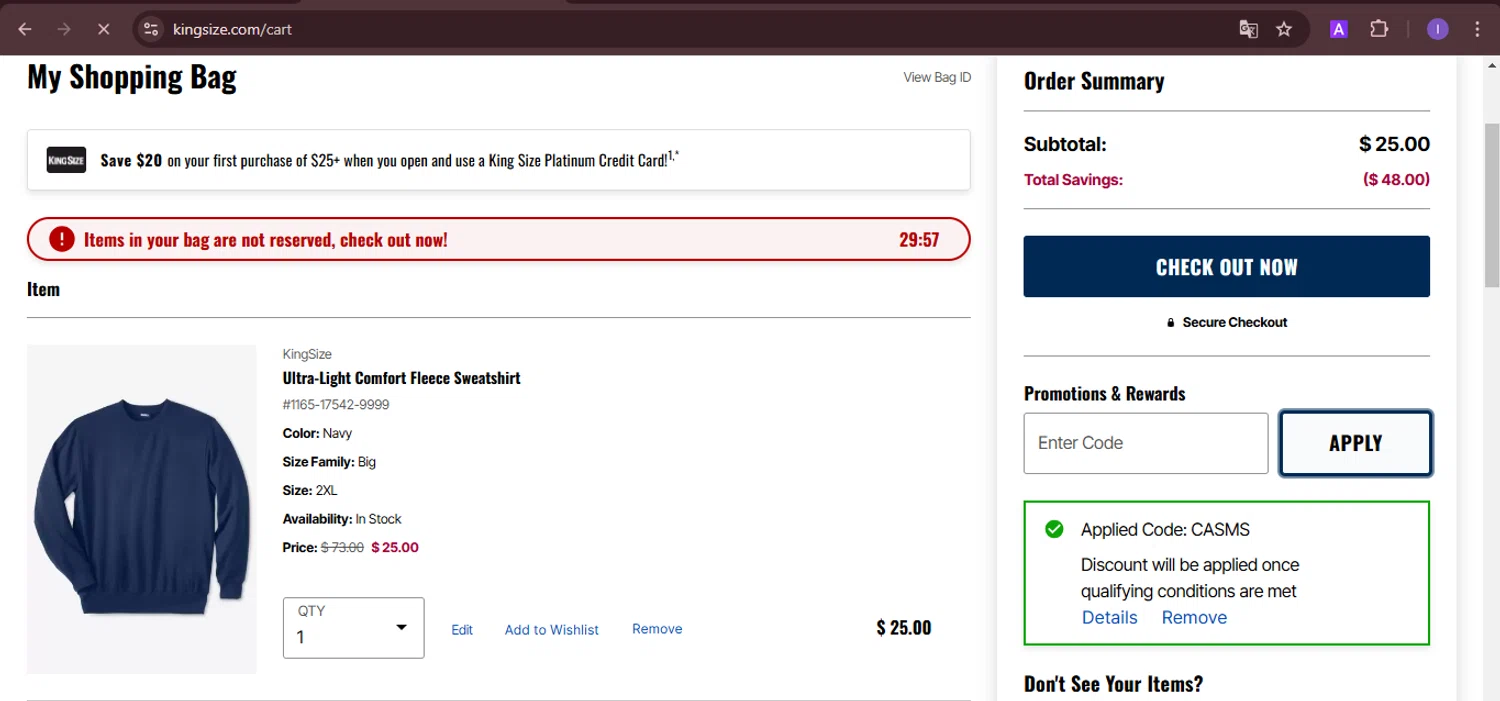 how to use KingSize Direct coupons