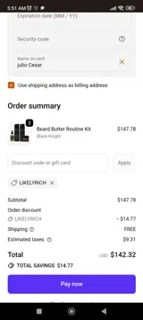 LIKELYRICH coupon verification screenshot