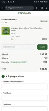 SIMPLYCODES10 coupon verification screenshot