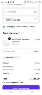 Shopping10 coupon verification screenshot