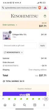 NEWKINOFAM10 coupon verification screenshot